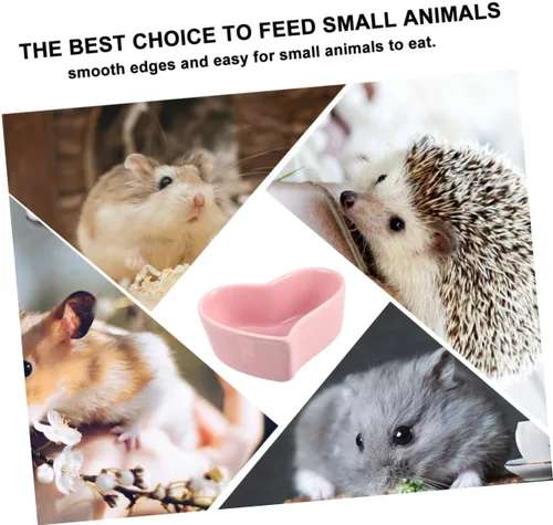Vista 3 de POPETPOP Plato de comida para hámster, 2 unidades, cuenco de cerámica para hámster mascota, no se cae fácil