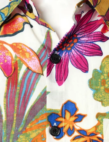 Vista 3 de JOGAL Camisa hawaiana de manga corta con botones para hombre
