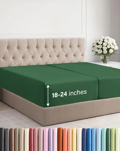 Vista 112 de Sábana bajera ajustable extra profunda Twin XL – Sábana bajera individual de lujo de hotel solamente – Se adapta fácilmente a colchones de 18 a 24