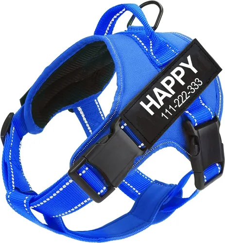 Vista 7 de Arnés para perro con nombre personalizado con parche personalizado, chaleco para mascotas sin tirones, fácil control para entrenamiento de caminatas