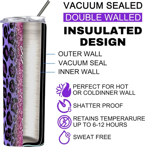 Vista 5 de Vaso delgado personalizado con purpurina con tapas y popotes, nombres, vasos de acero inoxidable personalizados con imagen para mujeres, hombres