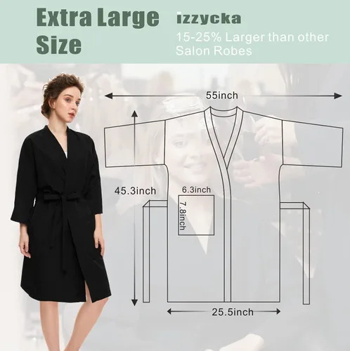Vista 5 de Izzycka Capa de color para el cabello, batas para cliente de salón, capa de peluquería grande con bolsillo, envoltura de spa impermeable, bata