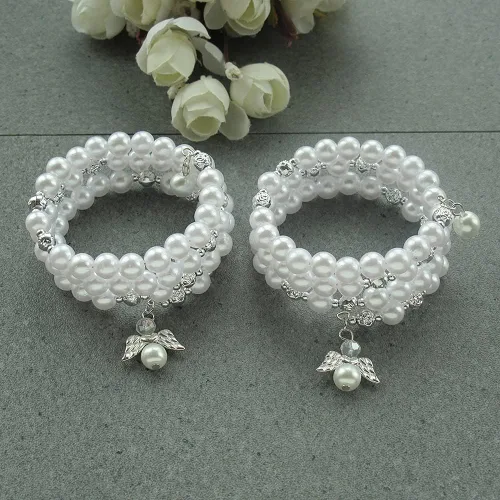 Vista 7 de WE Bautismo favor 12PC Rosario Wrap Angel Pulsera Recuerdos de Bautizo Bautizo Regalo para Invitados Blanco Perla - Recuerdos de Bautizo - Recuerdos