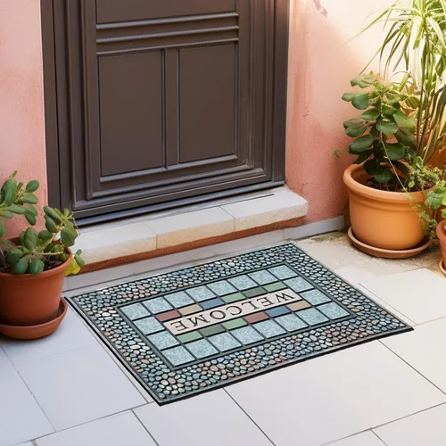 Vista 8 de CHICHIC Tapete de entrada rectangular para puerta grande de 18 x 30 pulgadas, tapete de entrada para áreas de alto tráfico, tapete para puerta