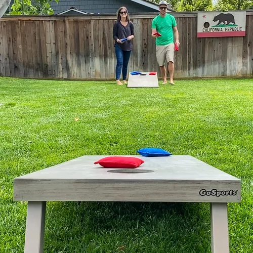 Vista 7 de GoSports 4 ft x 2 ft Regulation Size Wooden Cornhole Boards Set with Light Gray Finish - Includes Carrying Case Estrellas y rayas americanas