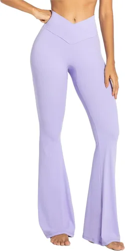 Vista 5 de Sunzel Leggings acampanados para mujer con control de abdomen, cintura cruzada y pierna ancha