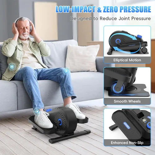 Vista 2 de FUNMILY Under Desk Elliptical, Under Desk Bike Pedal Exerciser, Fully Assembled Leg Exerciser 2 in 1 Seated Standing Elliptical, Ultra-Quiet Mini