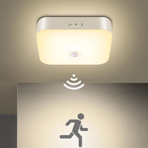 Vista 8 de Luz de techo recargable con sensor de movimiento WhitePoplar para interiores con control remoto, luz recargable con sensor de movimiento inalámbrica