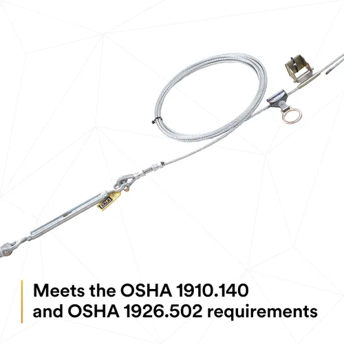 Vista 5 de 3M DBI-SALA Sayfline 7603100 Sistema horizontal permanente, cable Galv. multitramo de 98.4 ft, con 3 soportes de interm, tensor, accesorios
