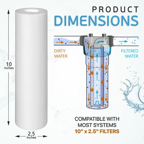 Vista 3 de Ronaqua Cartucho de filtro de agua para sedimentos de 1 micrón, 10 x 2.5 pulgadas, certificado NSF, filtración de 4 capas para cualquier unidad