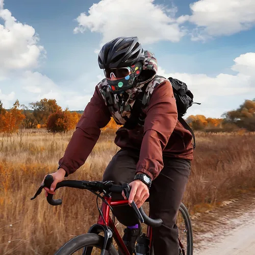 Vista 6 de Achiou - Pasamontañas, máscara facial, para hombres o mujeres, máscara de cara completa con capucha, para nieve, motocicleta, correr, clima frío