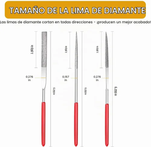 Vista 2 de Mudder limas en miniatura y para modelos, incluye juego de limas de diamante (redonda, plana y triangular, 9 piezas) Mini lima modelo 9 piezas