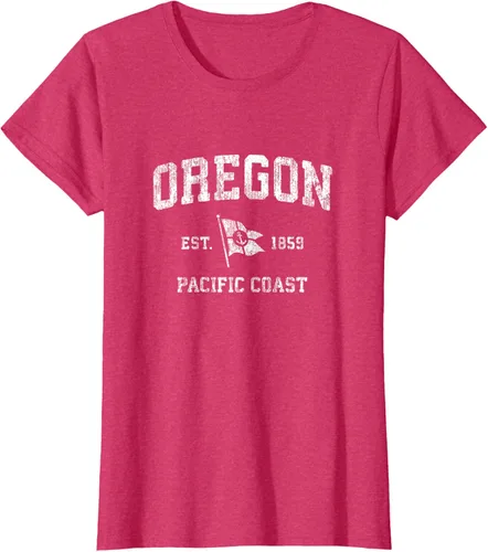 Vista 12 de Oregon Vintage barco ancla bandera diseño de West Coast Retro Tee, hombre S, Arándano