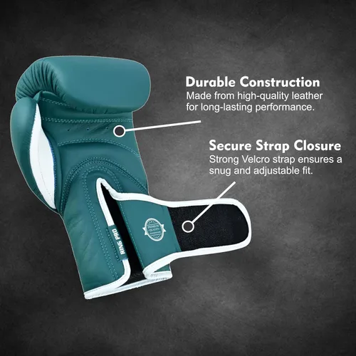 Vista 3 de Ring Pro Leather Boxing Gloves with Strap – Premium for Training, Sparring, MMA, Kickboxing, Muay Thai (Unisex)