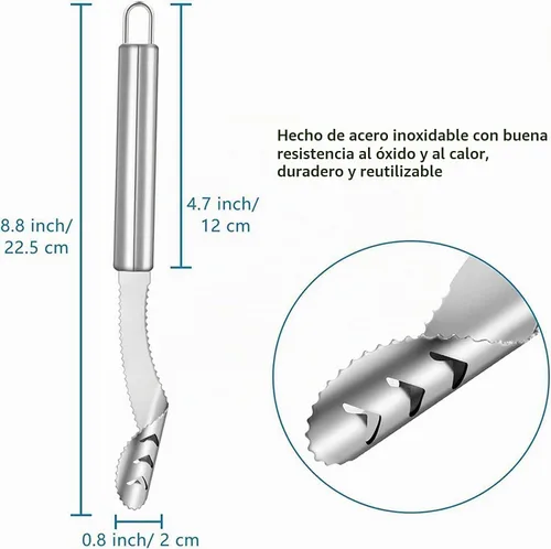 Vista 6 de Removedor de semillas de pimienta con paño de limpieza, removedor de semillas de frutas de acero inoxidable 304 con dientes dentados, herramienta