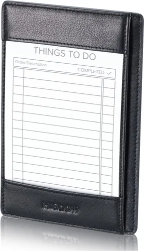 Vista 9 de HISCOW Bloc de notas y cuaderno de bolsillo de cuero italiano, bloc de notas de 3 x 5 con soporte seguro para bolígrafo, organizador de notas