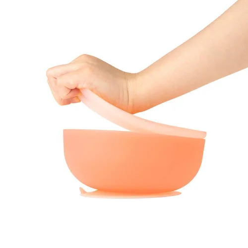 Vista 6 de Olababy Cuchara de entrenamiento de punta suave 100% silicona y cuenco de succión con tapa