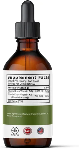Vista 7 de Gotas de vitamina D3 con K2 para una mejor absorción, gotas de vitamina D para adultos y niños