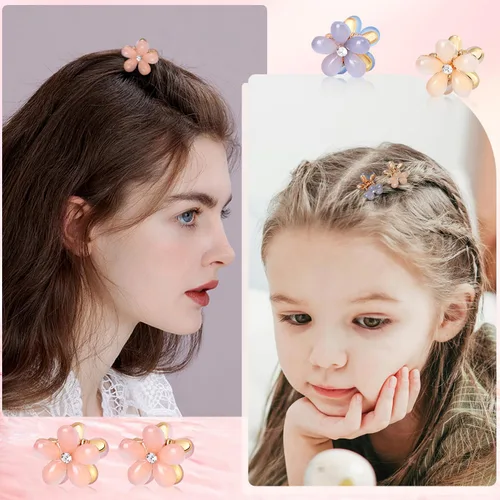 Vista 7 de CWJCYTNSN 16 unidades de pequeñas pinzas para el cabello para mujeres y niñas, mini pinzas de flores de cristal, pinzas de metal lindas de 0.8