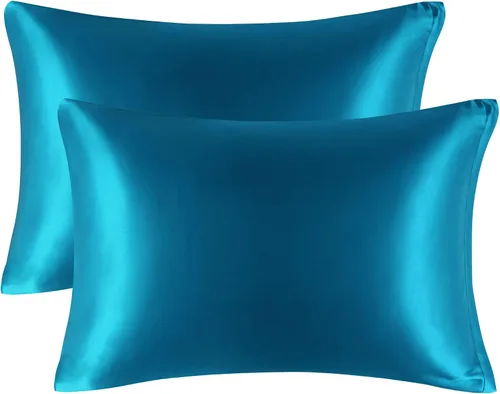 Vista 9 de PiccoCasa Juego de 2 fundas de almohada de satén con cremallera de 85 GSM Coral claro