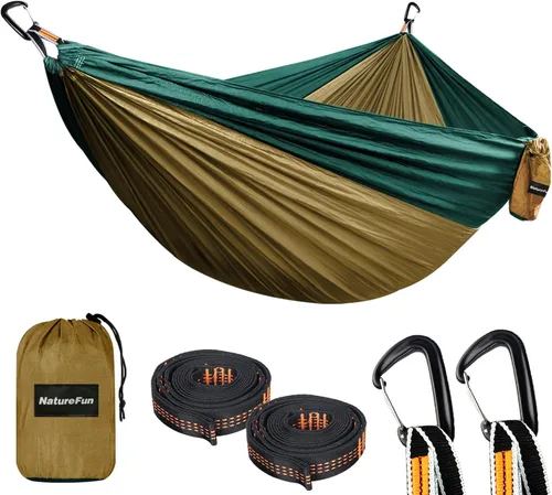 Vista 18 de NATUREFUN Hamaca ultraligera para viajes y camping Capacidad de carga de 300 kg, transpirable, de secado rápido Incluye 2 mosquetones premium, 2