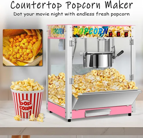 Vista 3 de Máquina comercial de palomitas de maíz, hervidor de 8 onzas, máquina de palomitas de maíz para encimera de 850 W para 48 tazas por lote, máquina