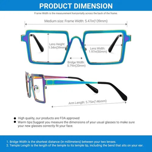 Vista 4 de VOOGLAM Gafas de bloqueo de luz azul rectángulo con estilo para mujer, anti fatiga ocular UV Cairbre