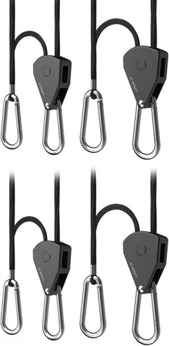 Vista 6 de AC Infinity, Gancho ajustable de cuerda de 1/8", engranajes de acero inoxidable resistentes, capacidad de peso de 150 libras, 6 pares