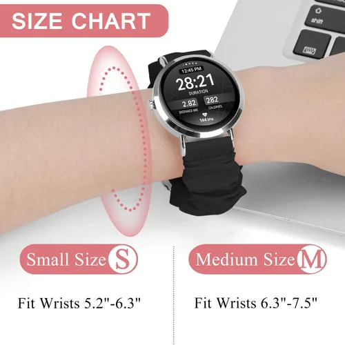 Vista 3 de Correas elásticas de repuesto para Samsung Galaxy Watch 4 5 Pro 6 7 Classic Galaxy Active 1 2 1.57 pulgadas y 1.732 pulgadas para mujer, Bla-S