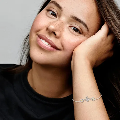Vista 2 de Midir&Etain Pulseras de protección de margaritas con nudo de brujas para mujer, pulsera celta, Nudo De Bruja Plata 925, pulsera original de buena