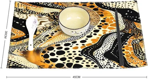 Vista 2 de Abstract Tiger Leopard Pattern Placemats Set of 6 Resistant Table Mats Washable Place Mats for Dinner Party Table Decoration