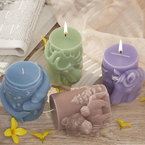 Vista 4 de Molde de silicona para fundición de resina de animal en forma de cilindro de Pegaso para decoración del hogar y fabricación de velas, molde