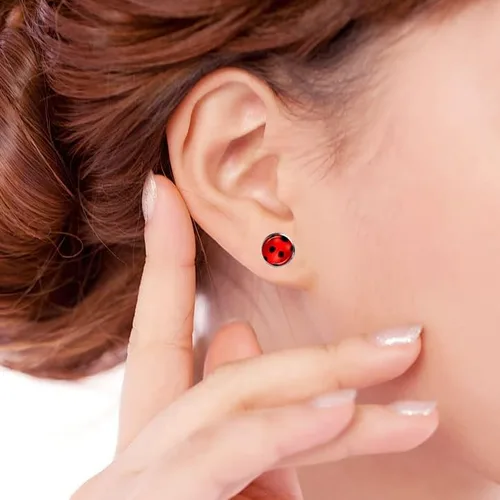 Vista 3 de Bonito juego de mariquita roja, pulsera de mariquita, aretes de mariquita, collar de mariquita, joyería de mariquita