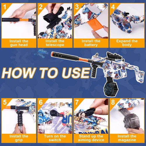 Vista 2 de Gel Blaster Splatter - Juguete de Bola de Salpicadura Automática Recargable con Gafas y Tambor de Munición, Actividades al Aire Libre, Juego