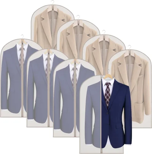 Vista 20 de Zilink Bolsas de ropa transpirables para abrigo de piel de 43", bolsas de traje para almacenamiento en armario, fundas transparentes para chaqueta