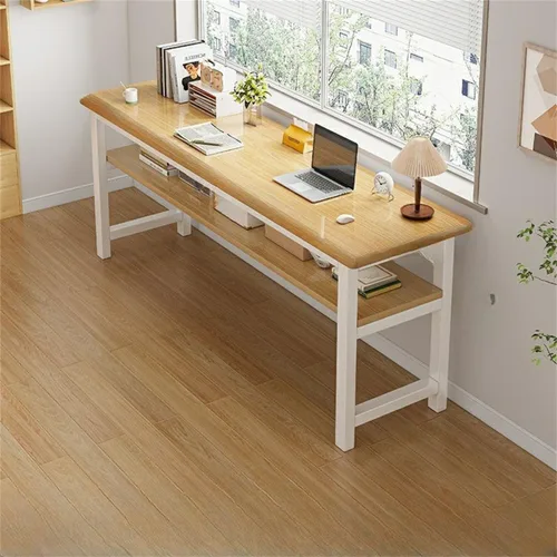 Vista 8 de Escritorio de oficina cuadrado de 15.7 pulgadas de frente a atrás, mesa larga rectangular para sala de estar, escritorio extra largo, estante