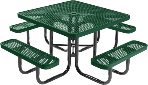 Vista 37 de COATEDOUTDOORFURNITURE Mesa de picnic cuadrada de 46 pulgadas, expandida, color negro