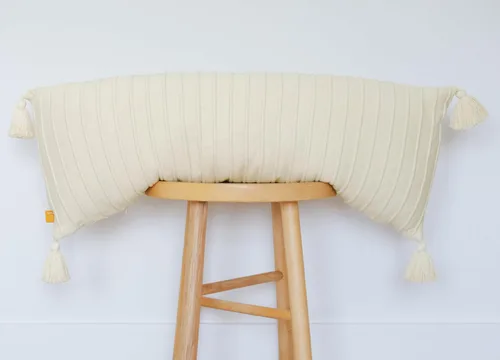 Vista 11 de Baked Clay - Funda de almohada lumbar acanalada, 14 x 36 pulgadas, tejido de algodón con borlas, acento acogedor para cama, sofá o banco de entrada