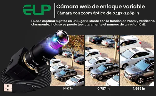 Vista 2 de ELP - Cámara USB de lente varifocal de 5-50mm 1080P con alta definición H.264 Sony IMX323, cámara web para Android, Linux, Windows, video industrial