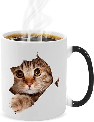 Vista 12 de Caliamary Halloween Color Changing Mug – 11oz Heat Sensitive Coffee Cup with Black Cat & Pumpkin, Novelty Ceramic Mug, Fun Gift for Friends, Women