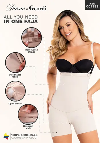 Vista 4 de DIANE & GEORDI 002389 Pantalones cortos moldeadores de cintura alta para mujer, fajas colombianas