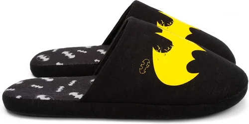 Vista 4 de DC Comics Batman - Pantuflas para hombre con logotipo amarillo oscuro, Negro
