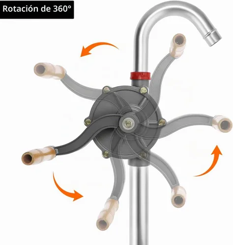 Vista 4 de QWORK Bomba de mano giratoria de tambor de aluminio, bomba de barril de manivela de mano, bomba de tambor de barril de gas, combustible de aceite