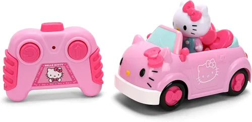 Vista 5 de Jada Hello Kitty - Vehículo a control remoto a escala 1:32 - Función simple con control remoto rosa convertible con juguetes de figuras no extraíbles
