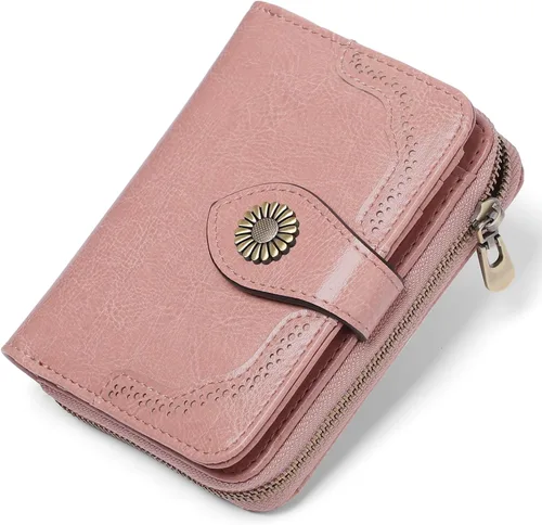 Vista 11 de SENDEFN Carteras pequeñas para mujer, con bloqueo RFID, de cuero, plegable, tarjetero con ventana de identificación