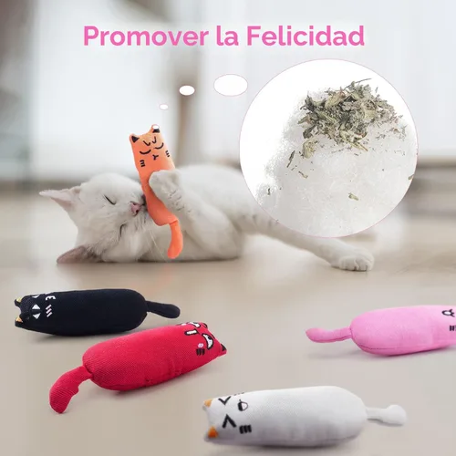 Vista 2 de Legendog - 5 piezas de juguete para gatos, masticable, resistente a mordeduras, diseño de gato, rellenos Varios