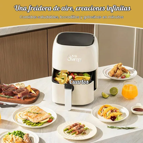 Vista 3 de Charmi - Freidora de aire de 5 cuartos de galón – Hermoso diseño retro, aspecto elegante de encimera, apagado automático seguro, pantalla táctil