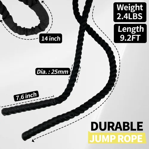 Vista 2 de Cuerda de saltar con peso para fitness, cuerda de entrenamiento muscular total de 2.4 libras para mujeres y hombres, cuerda de saltar para adultos
