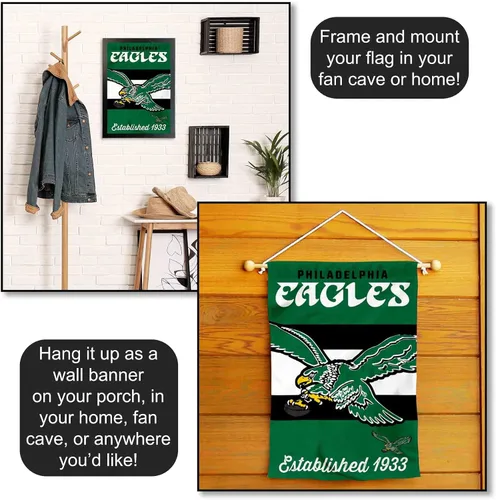 Vista 5 de WinCraft Bandera de jardín de doble cara retro vintage de los Philadelphia Eagles