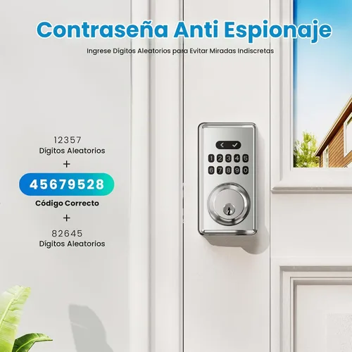 Vista 3 de Cerradura de puerta sin llave con teclado, cerrojo de seguridad, cerraduras digitales inteligentes con código, cerradura automática, contraseña